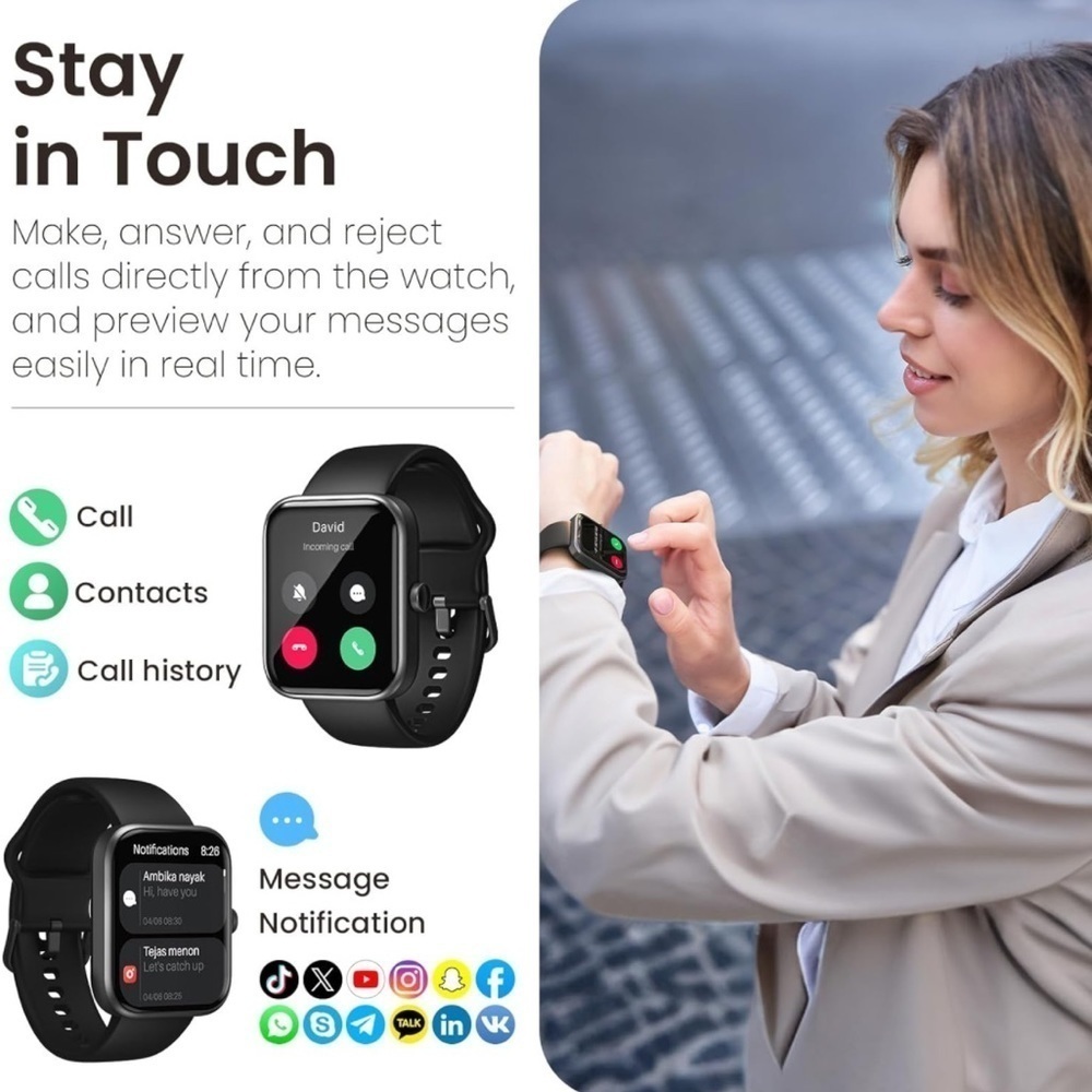 NEW High Tech Smart Watch for Messages/Calls, Fitness, Heart, & Sleep Tracker - Picture 2 of 7